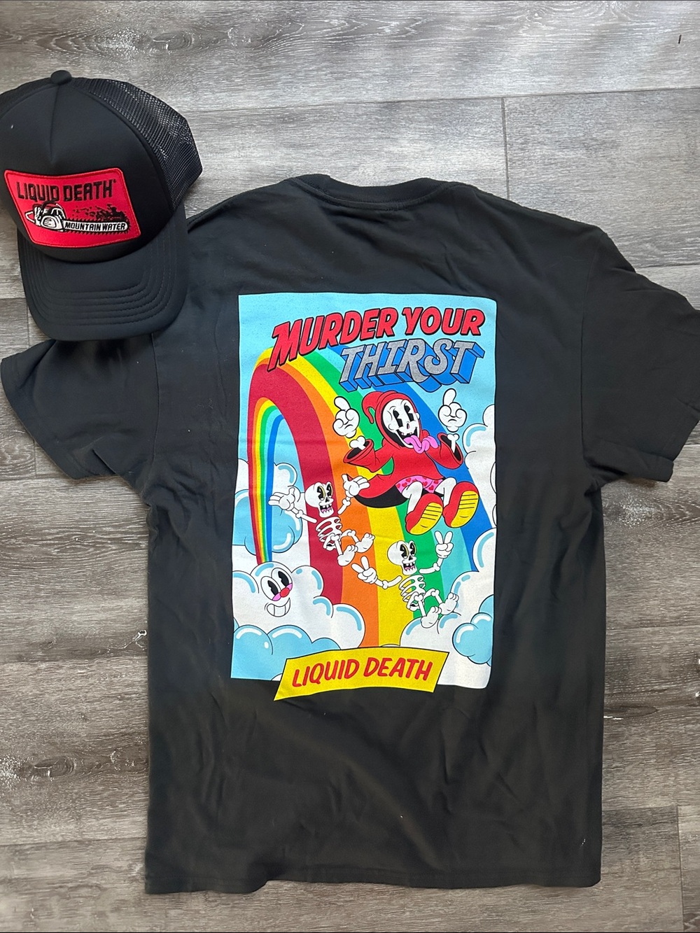 Liquid Death 'Murder Your Thirst' Black Graphic Tee & Hat